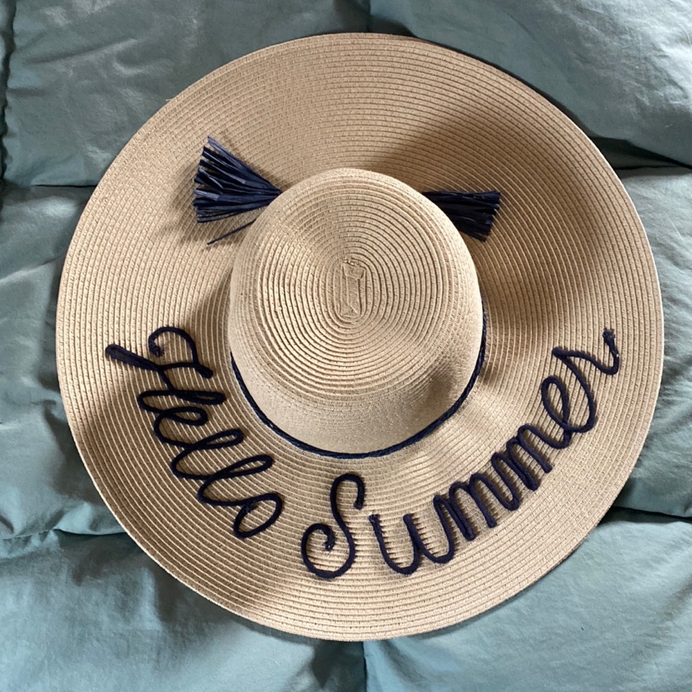 NWT -  "Hello Summer" wide brim SPF 50 protectant hat
